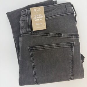 Madewell Curvy High Rise Skinny Jeans Distressed Grey Wash Women's Size 25 NEW